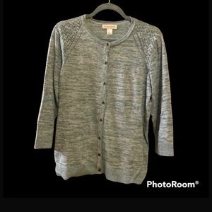 Christopher & Banks 74% cotton cardigan sweater with 3/4 length sleeves.